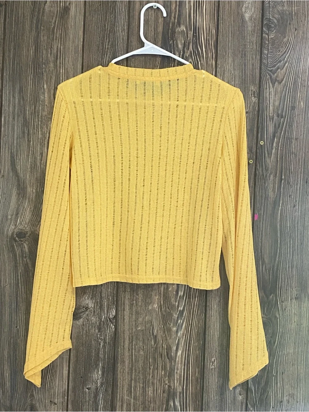 Zara Yellow Lightweight Ribbed Long-Sleeve Top